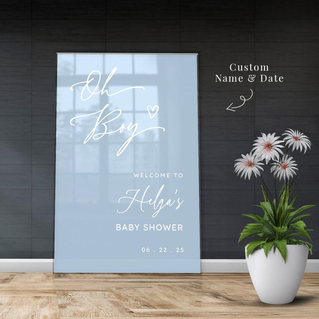 Blue Oh Boy Baby Shower Sign, Boys Baby Shower Sign - SpeedyOrders