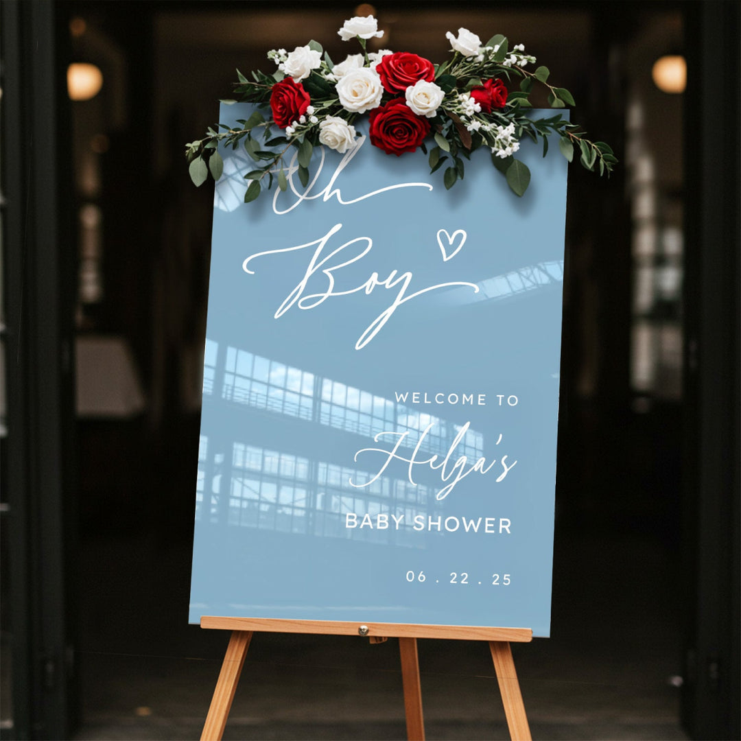 Blue Oh Boy Baby Shower Sign, Boys Baby Shower Sign - SpeedyOrders