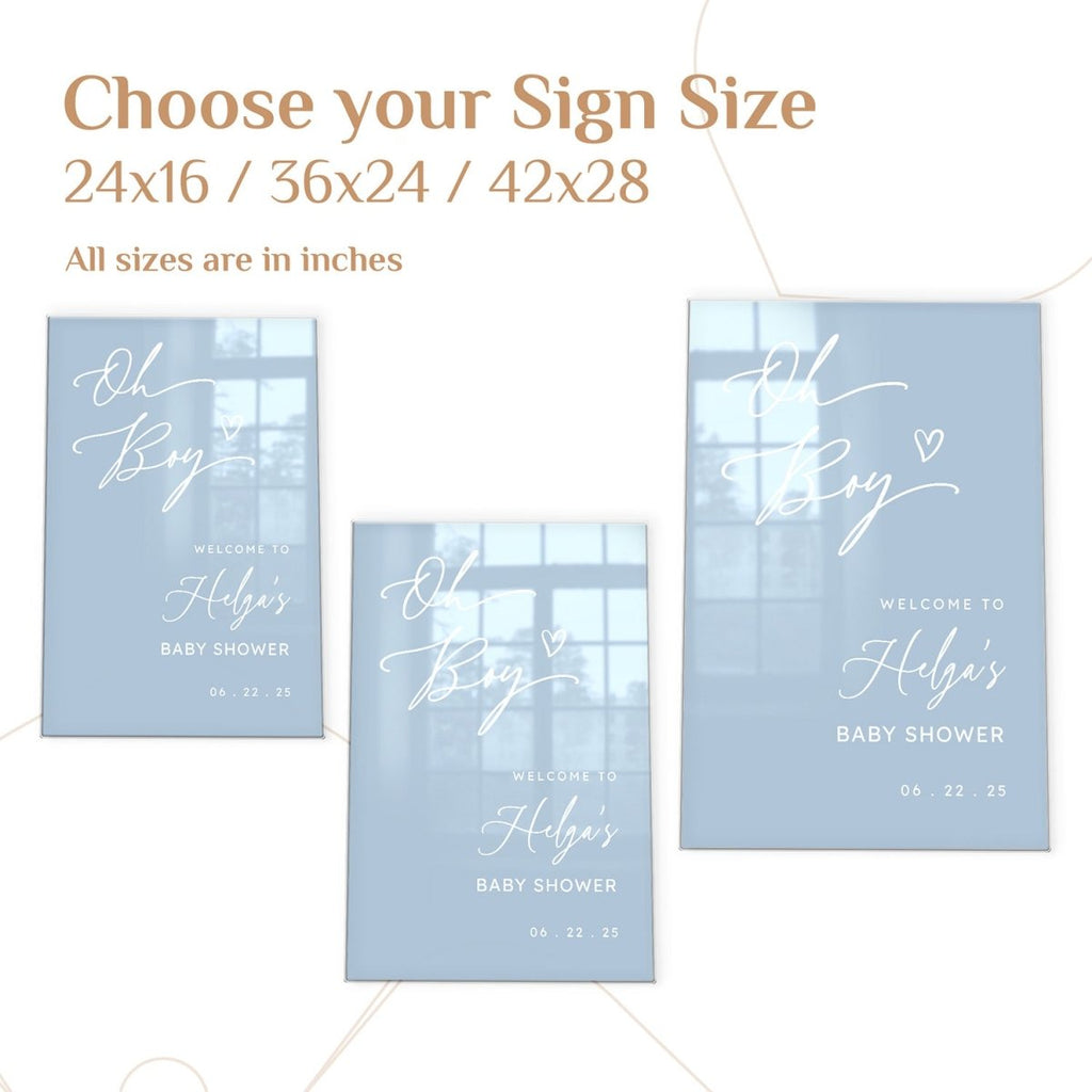 Blue Oh Boy Baby Shower Sign, Boys Baby Shower Sign - SpeedyOrders