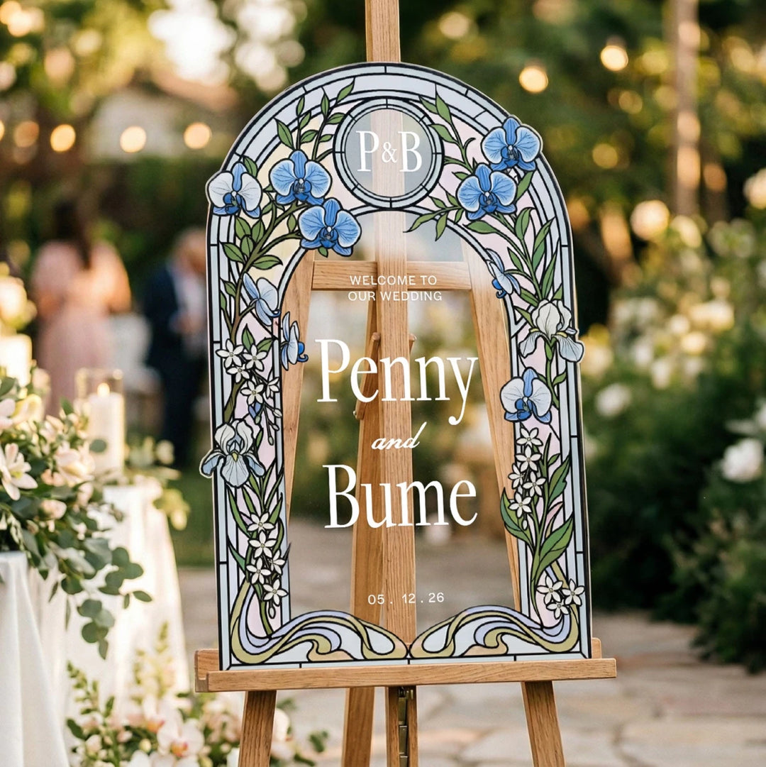 Blue Orchid Wedding Sign - SpeedyOrders