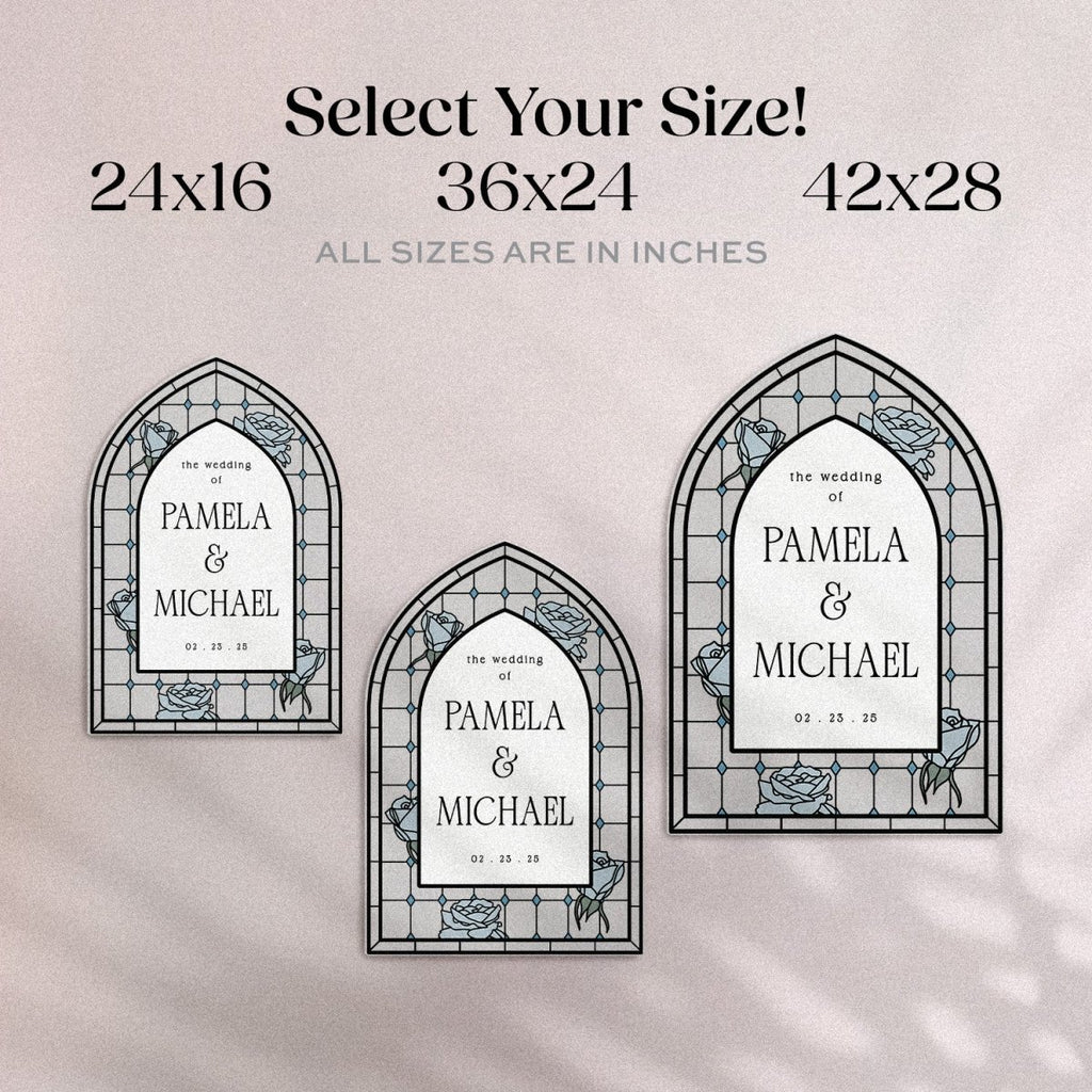 Blue Roses Wedding Welcome Sign, Frosted Or Acrylic Wedding Entrance Sign - SpeedyOrders