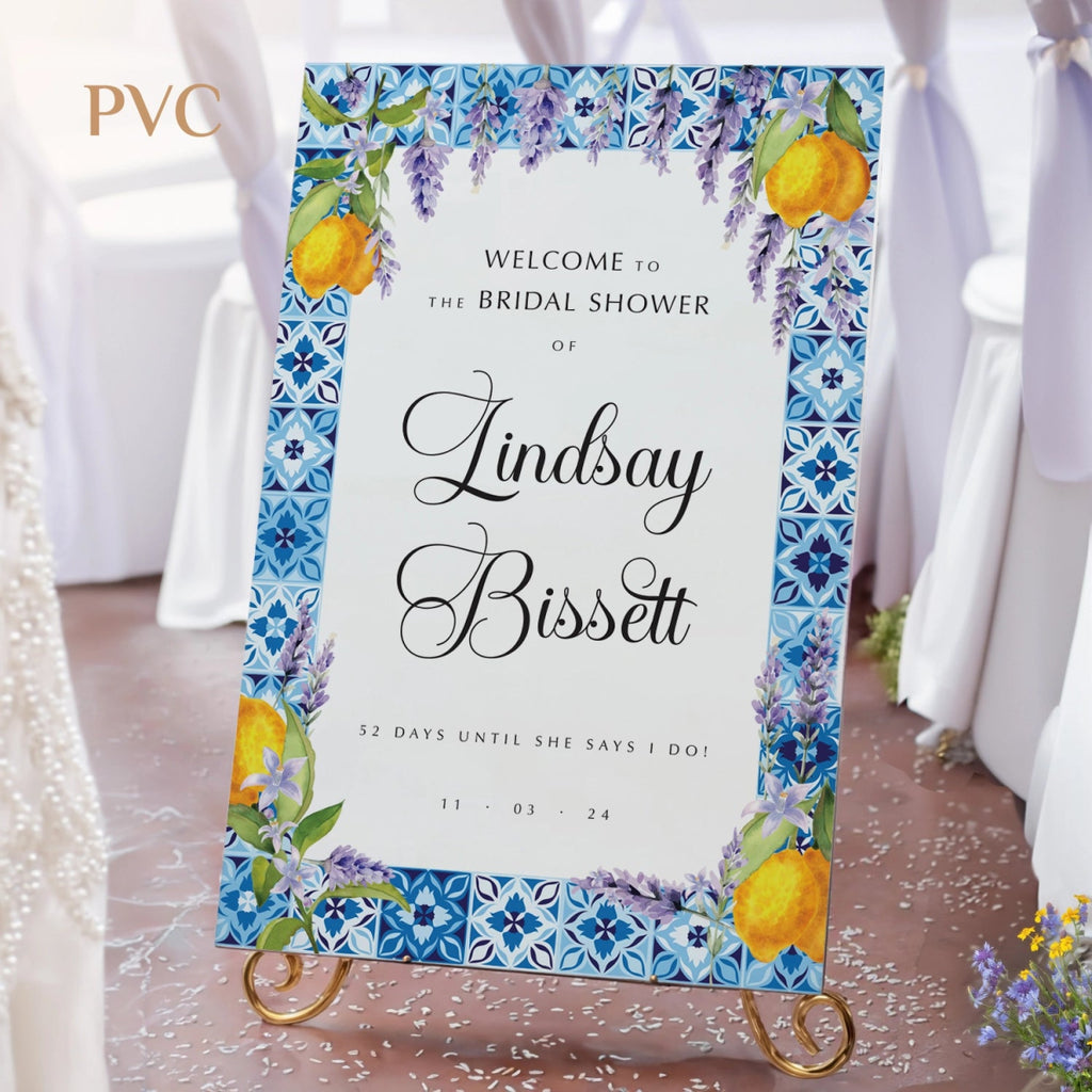 Blue Tiles Bridal Shower Sign, Lemon Bridal Shower Sign - SpeedyOrders