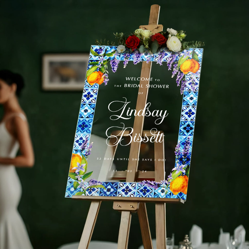 Blue Tiles Bridal Shower Sign, Lemon Bridal Shower Sign - SpeedyOrders