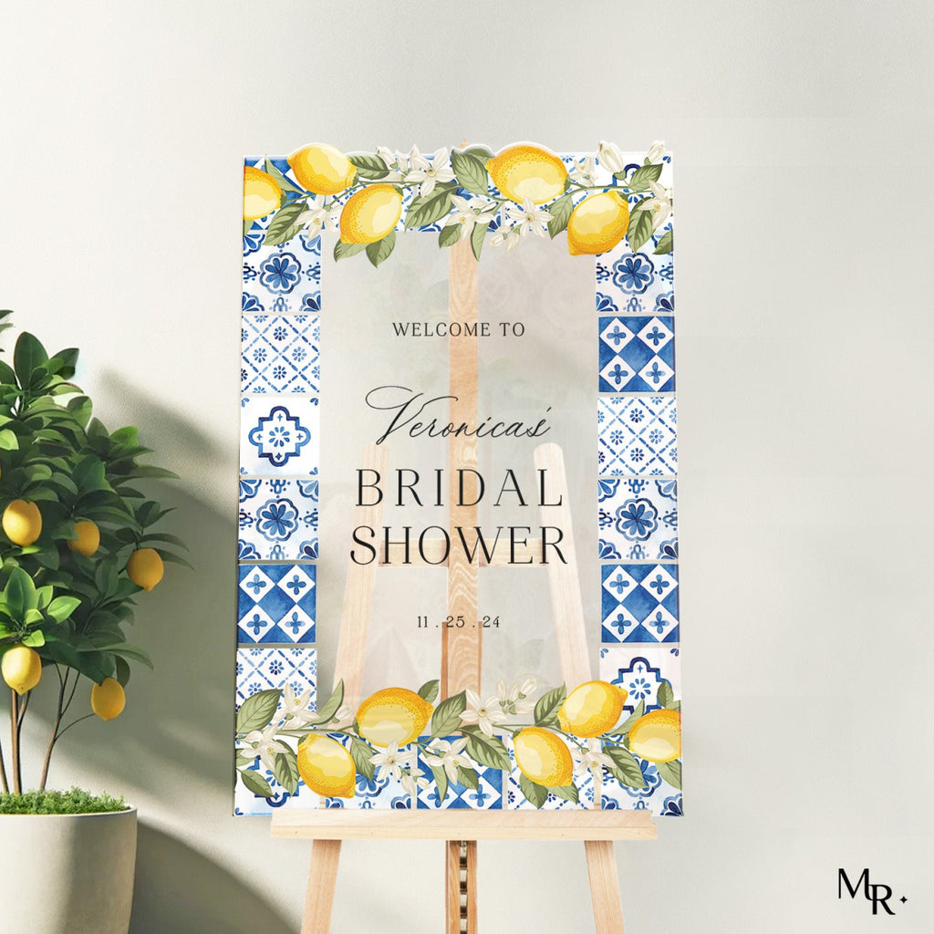 Blue Tiles Bridal Shower Sign, Main Squeeze Bridal Shower Sign - SpeedyOrders