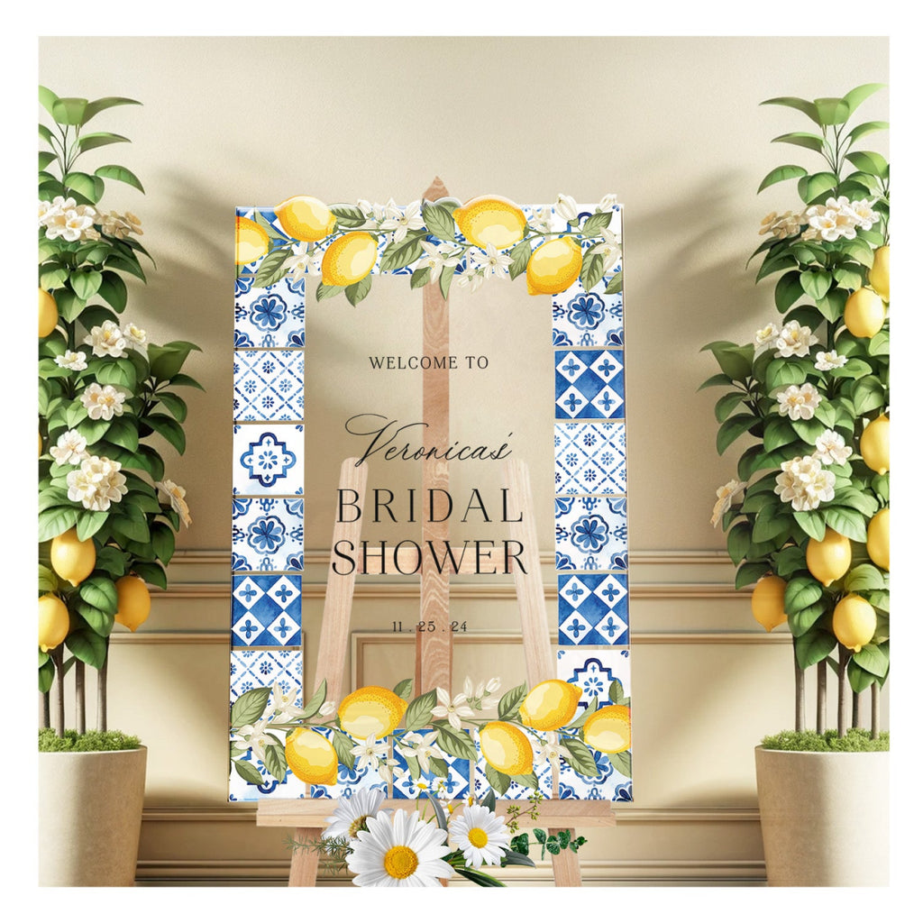 Blue Tiles Bridal Shower Sign, Main Squeeze Bridal Shower Sign - SpeedyOrders