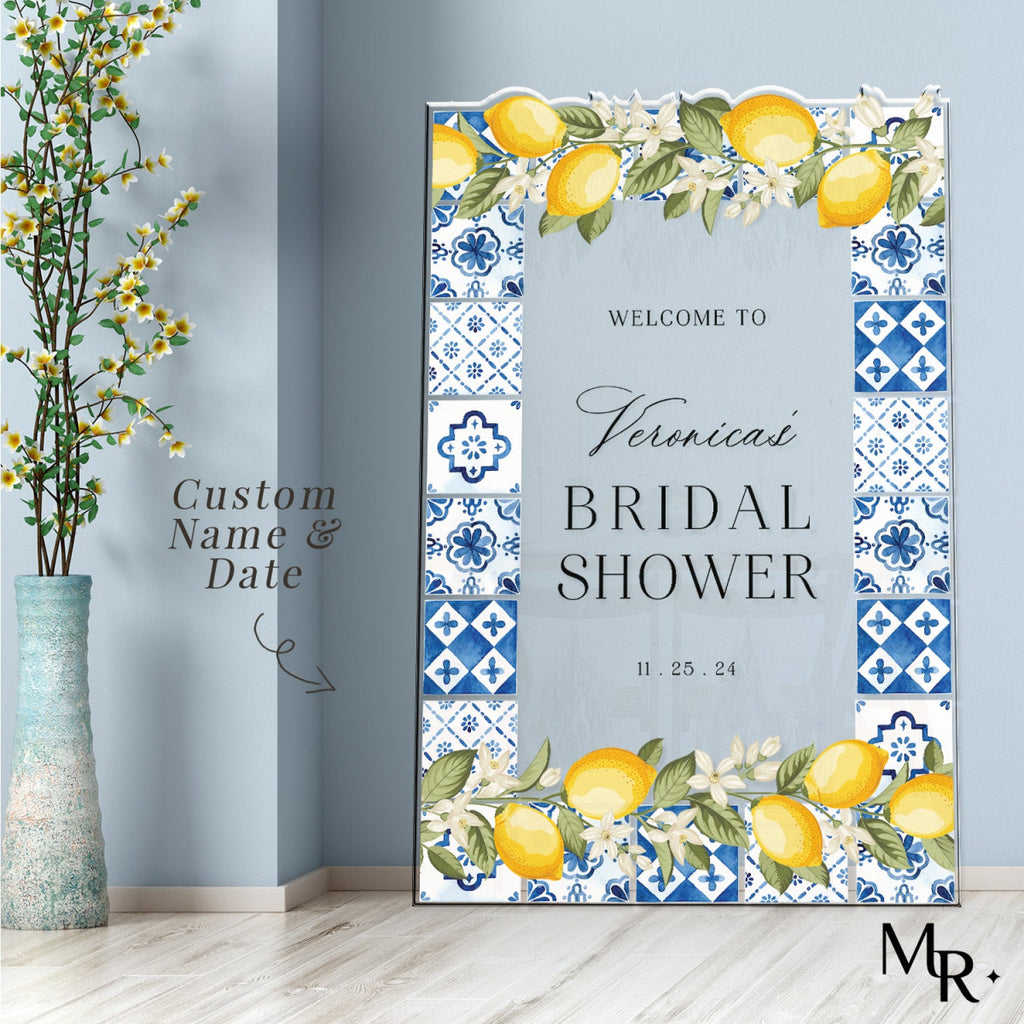 Blue Tiles Bridal Shower Sign, Main Squeeze Bridal Shower Sign - SpeedyOrders