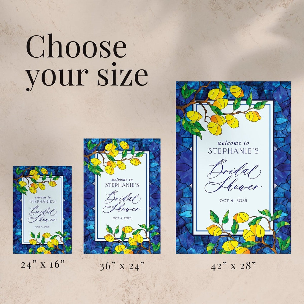 Blue Tiles Bridal Shower Sign, Stained Glass Main Squeeze Bridal Shower Welcome Sign - SpeedyOrders