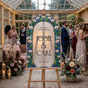 Blue Wedding Welcome Sign, Floral Mirror Wedding Sign - SpeedyOrders