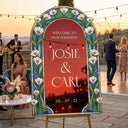 Blue Wedding Welcome Sign, Floral Mirror Wedding Sign - SpeedyOrders