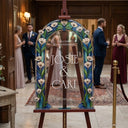 Blue Wedding Welcome Sign, Floral Mirror Wedding Sign - SpeedyOrders