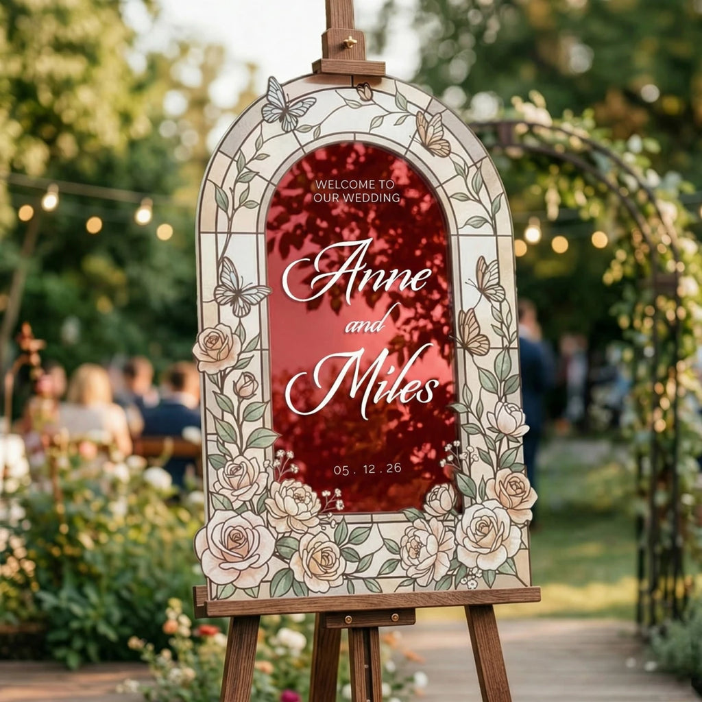 Blush Rose Wedding Welcome Sign · Stained Glass | SpeedyOrders