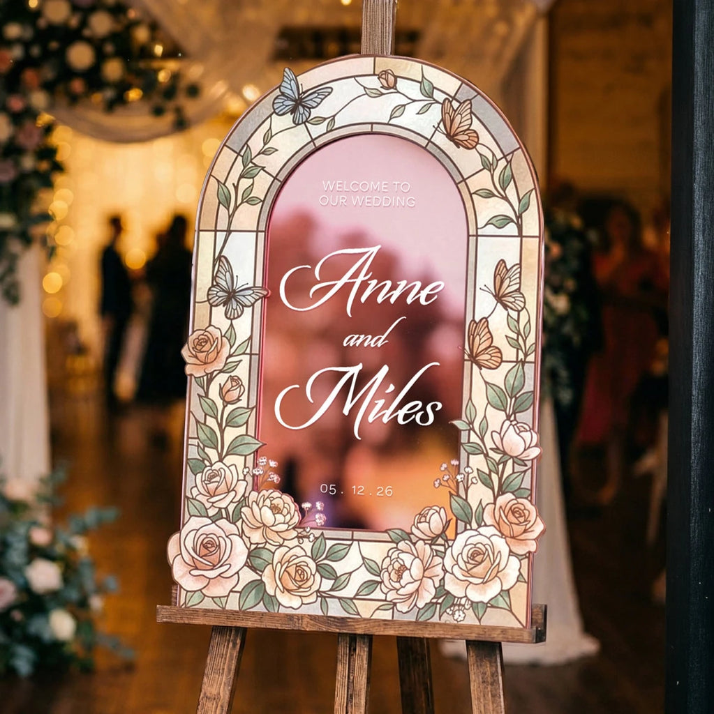 Blush Rose Wedding Welcome Sign · Stained Glass | SpeedyOrders
