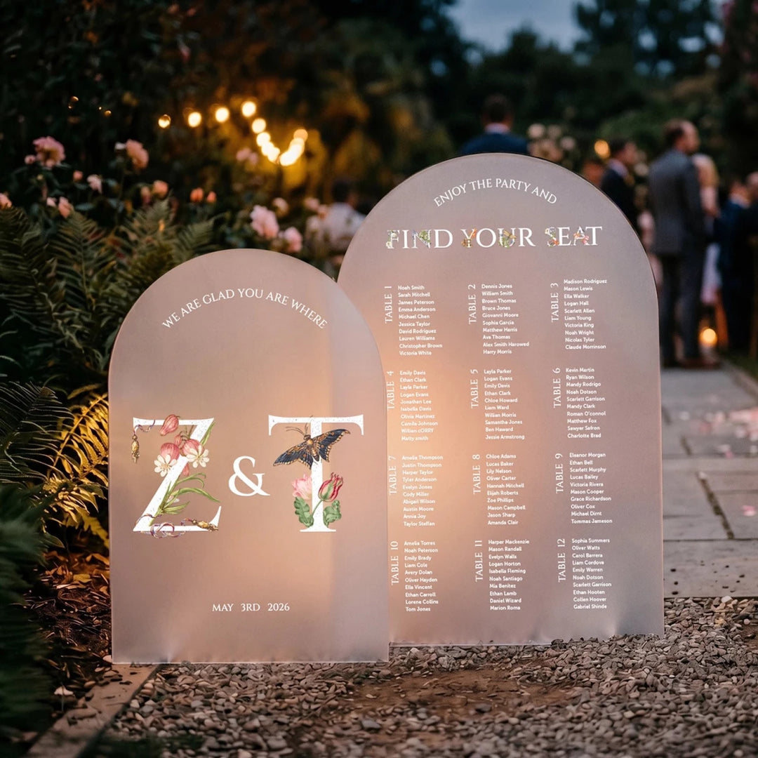 Botanical Monogram Wedding Sign & Seating Chart Bundle - SpeedyOrders