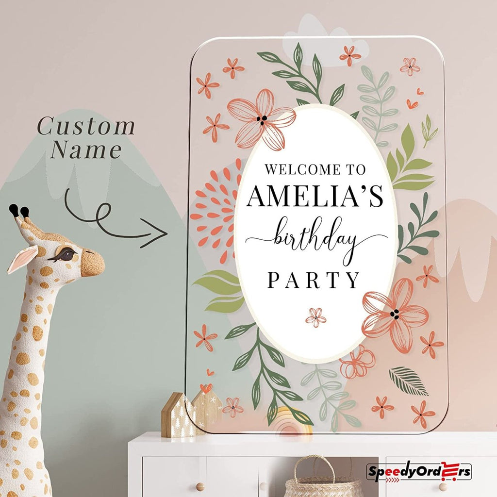 Botanical Theme Birthday Welcome Sign - SpeedyOrders