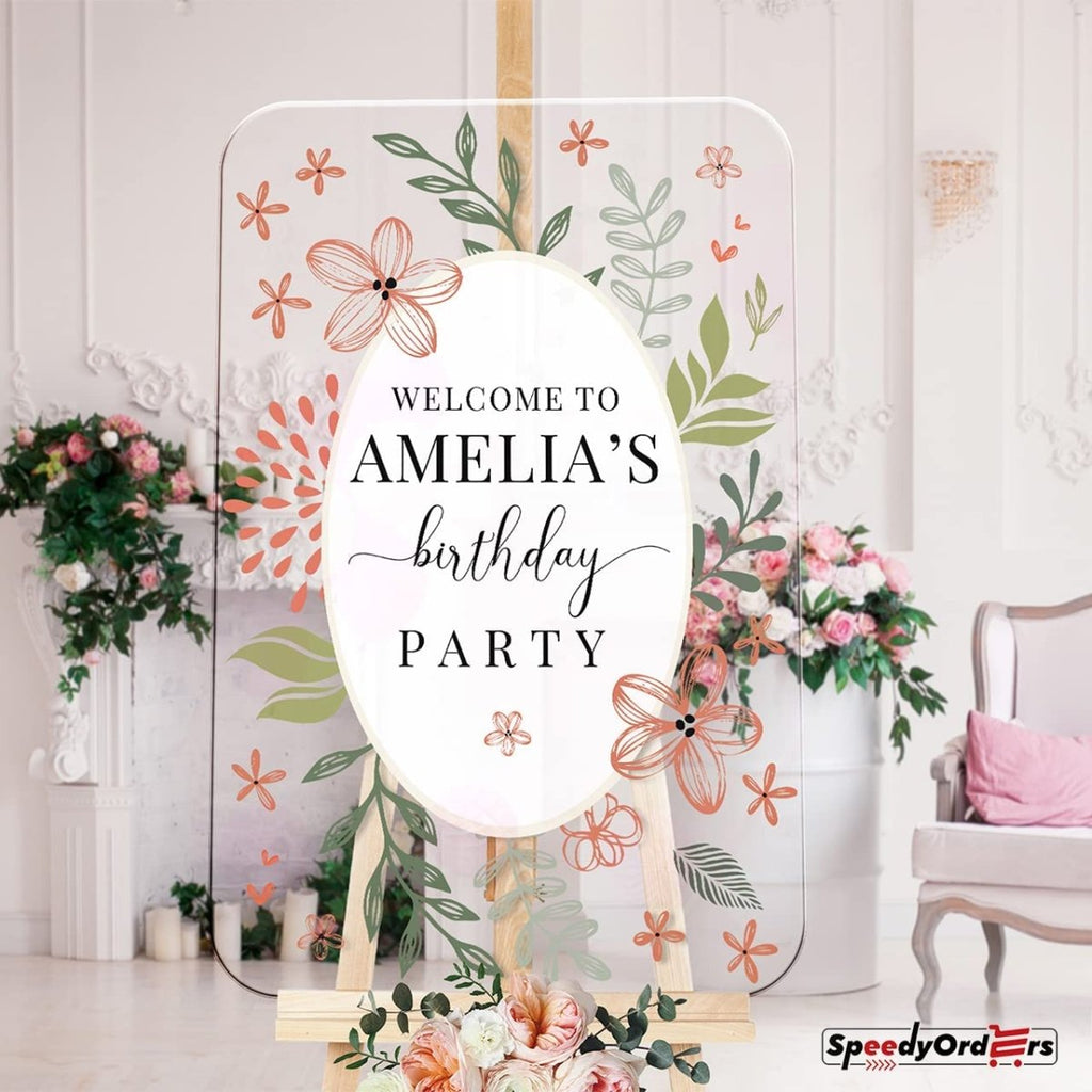 Botanical Theme Birthday Welcome Sign - SpeedyOrders