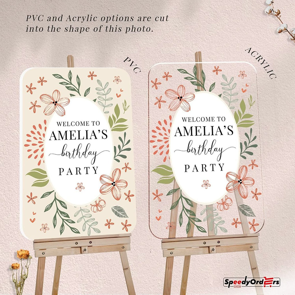 Botanical Theme Birthday Welcome Sign - SpeedyOrders