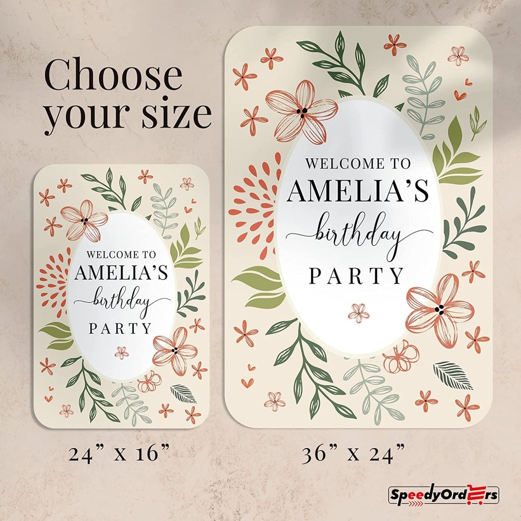 Botanical Theme Birthday Welcome Sign - SpeedyOrders