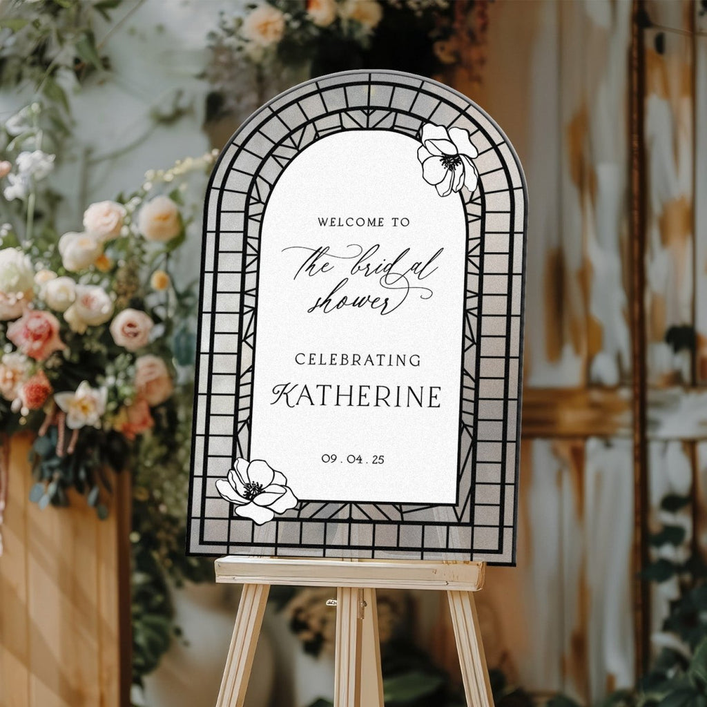 Bridal Shower Mirror Sign, Custom Silver Mirror Bridal Shower Welcome Sign - SpeedyOrders