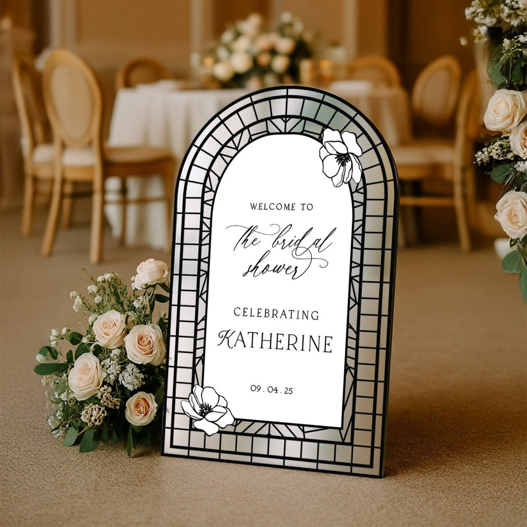 Bridal Shower Mirror Sign, Custom Silver Mirror Bridal Shower Welcome Sign - SpeedyOrders