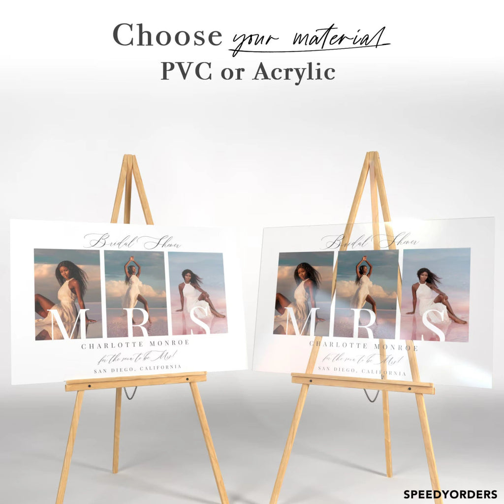 Bridal Shower Sign, Personalized Photo Bridal Shower Entrance Photo Collage Sign - SpeedyOrders