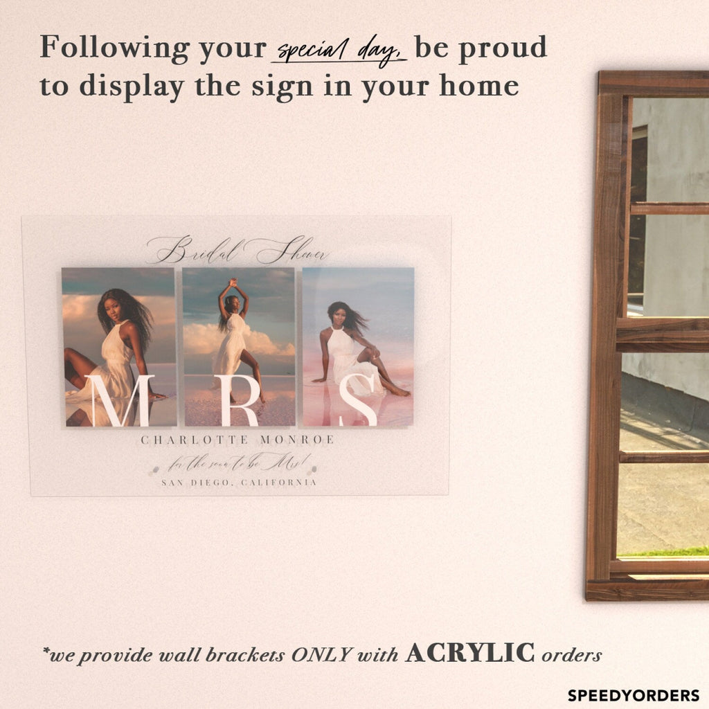 Bridal Shower Sign, Personalized Photo Bridal Shower Entrance Photo Collage Sign - SpeedyOrders