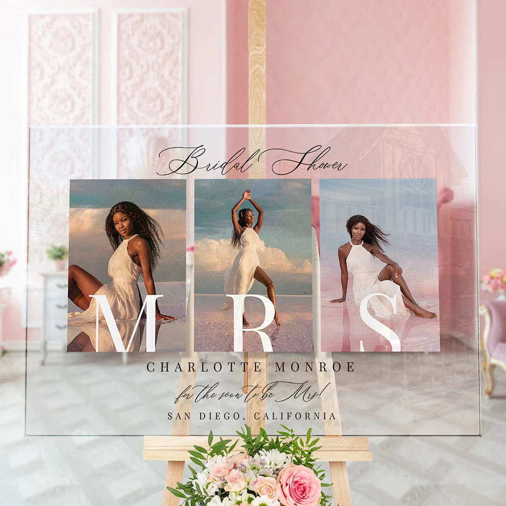 Bridal Shower Sign, Personalized Photo Bridal Shower Entrance Photo Collage Sign - SpeedyOrders