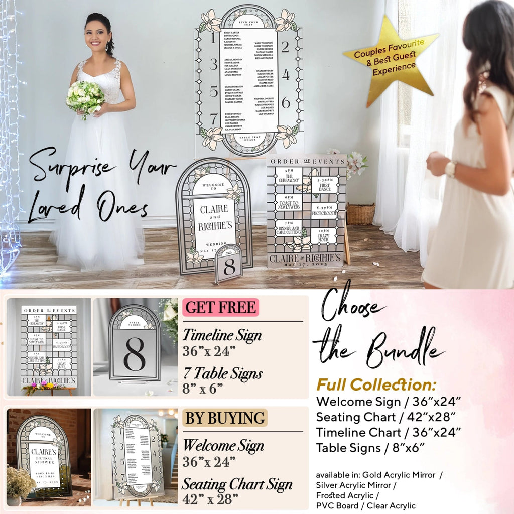 Bridal Shower Sign, Stained Glass Look Bridal Shower Welcome Sign - SpeedyOrders