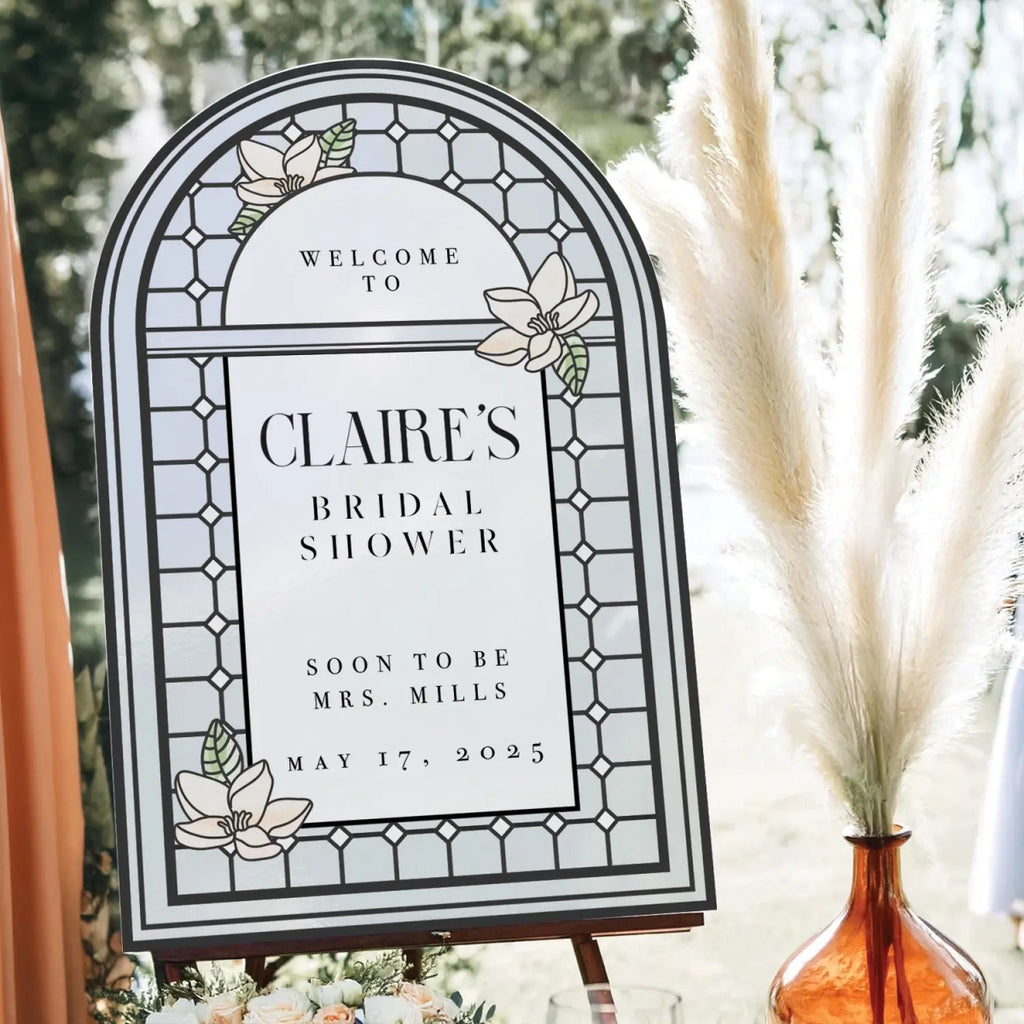 Bridal Shower Sign, Stained Glass Look Bridal Shower Welcome Sign - SpeedyOrders