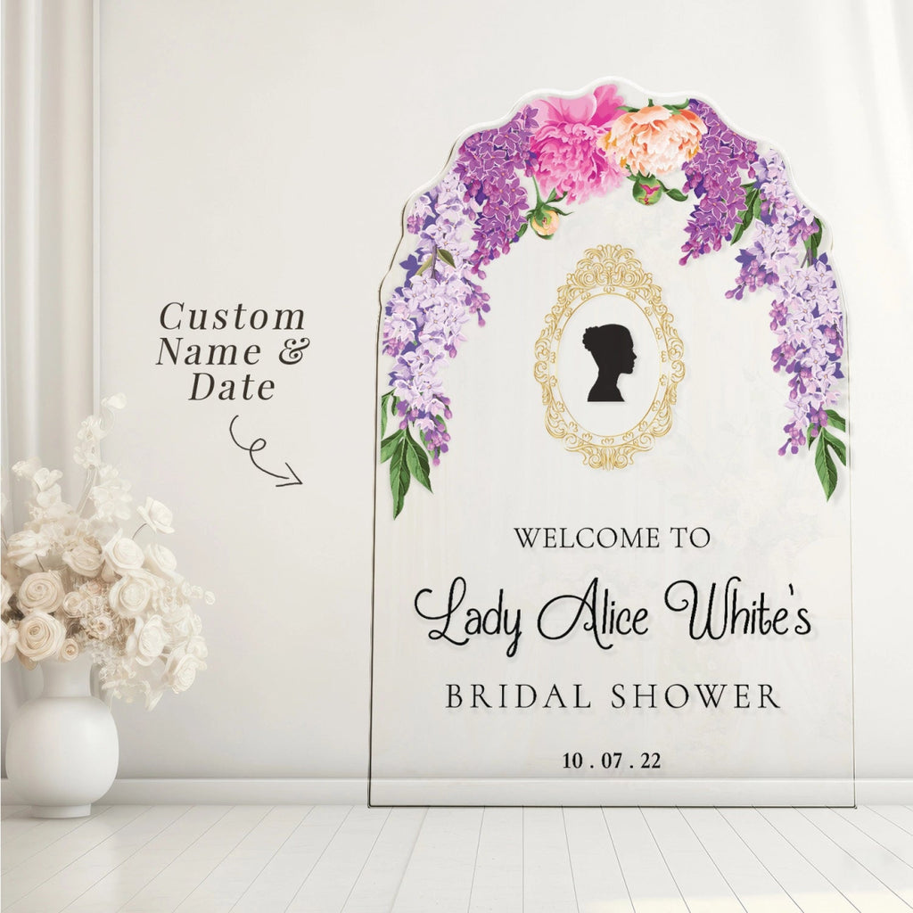 Bridgerton Inspired Bridal Shower Sign, Wisteria Tea Party Bridal Shower Sign - SpeedyOrders
