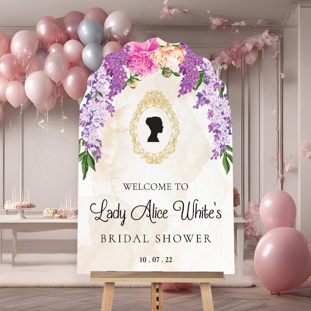 Bridgerton Inspired Bridal Shower Sign, Wisteria Tea Party Bridal Shower Sign - SpeedyOrders