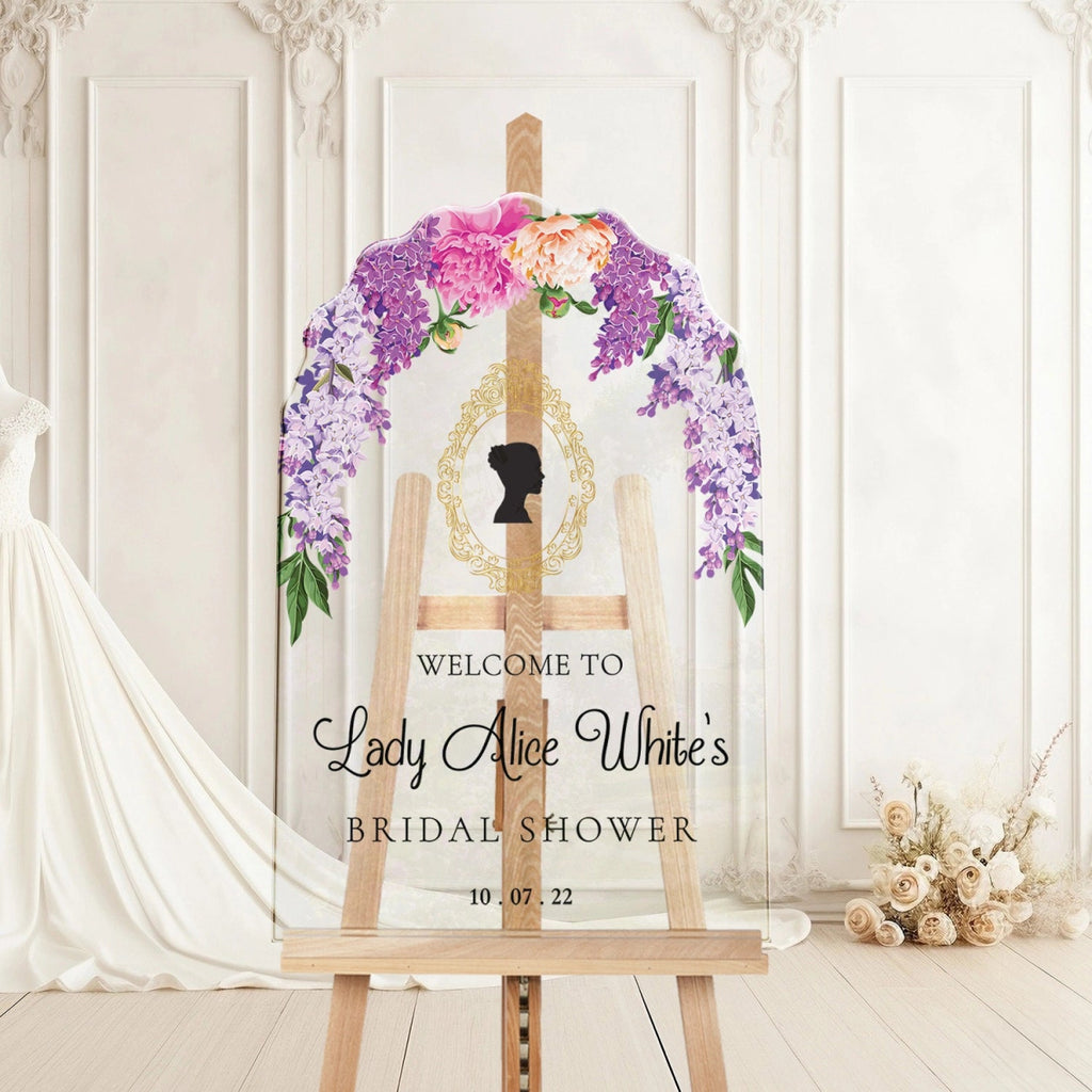 Bridgerton Inspired Bridal Shower Sign, Wisteria Tea Party Bridal Shower Sign - SpeedyOrders