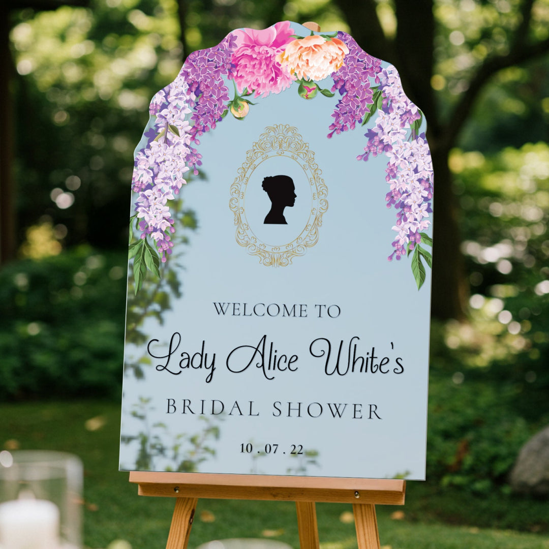 Bridgerton Inspired Bridal Shower Sign, Wisteria Tea Party Bridal Shower Sign - SpeedyOrders