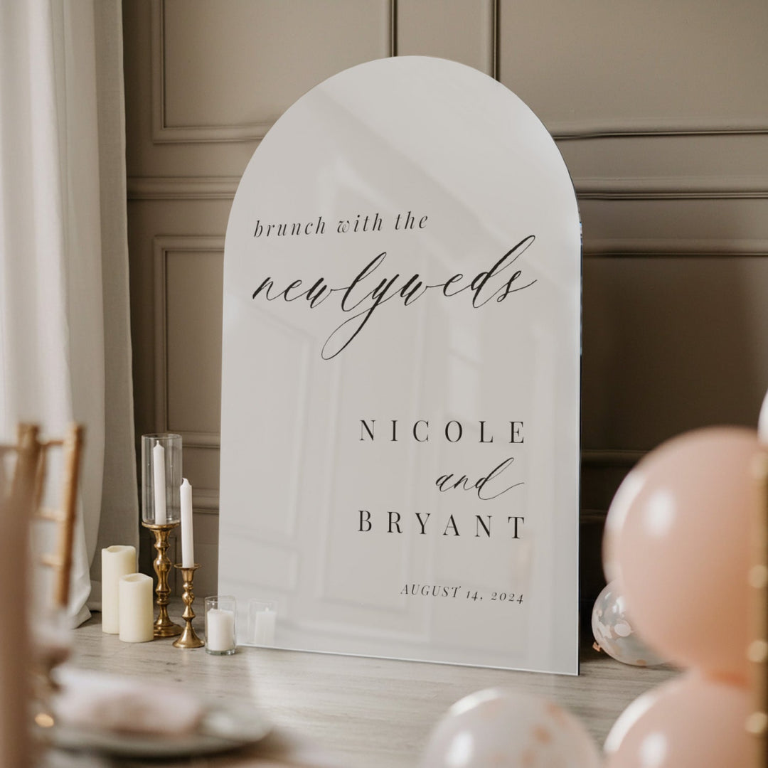 Brunch With The Newlyweds Sign, Minimalist Wedding Brunch Sign - SpeedyOrders