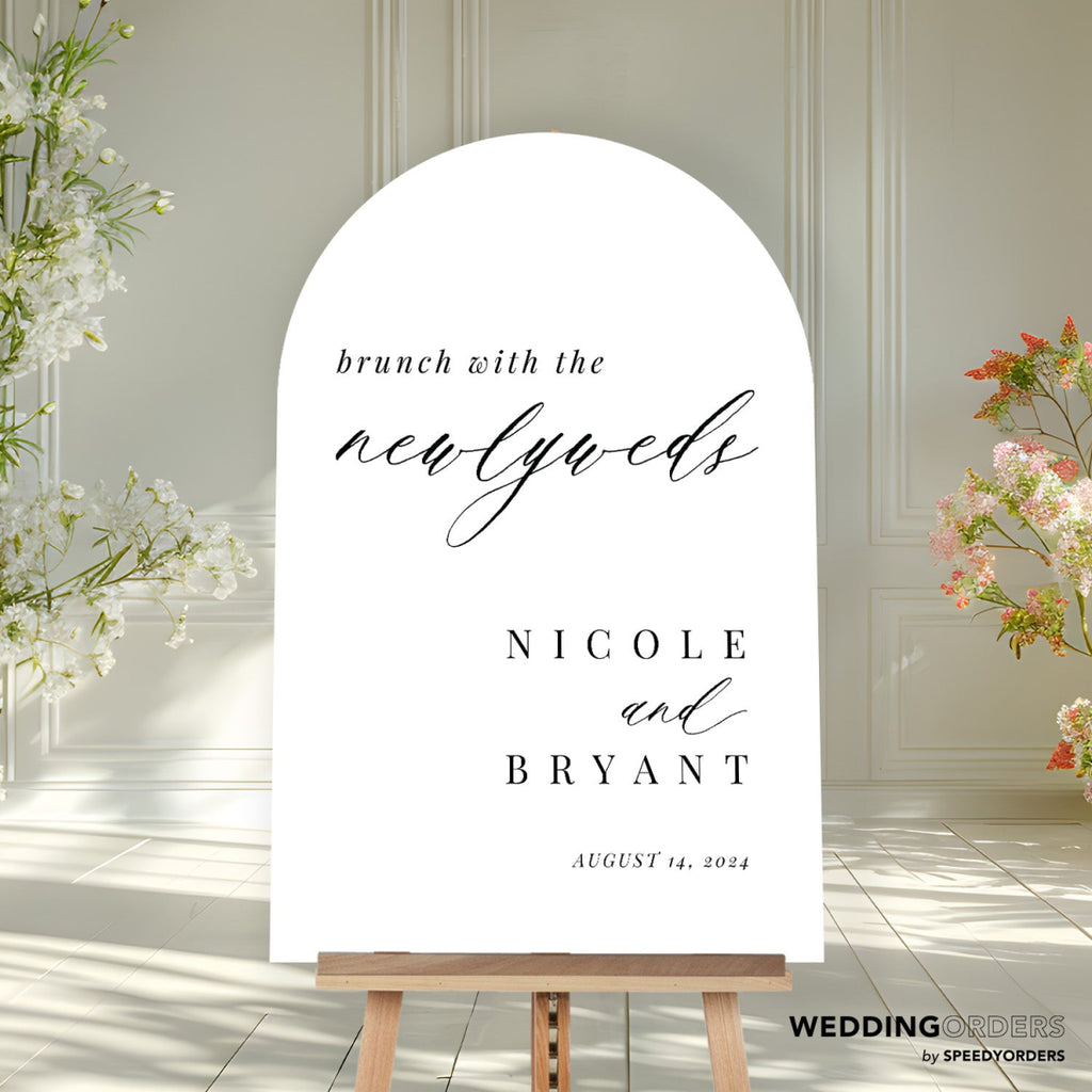 Brunch With The Newlyweds Sign, Minimalist Wedding Brunch Sign - SpeedyOrders