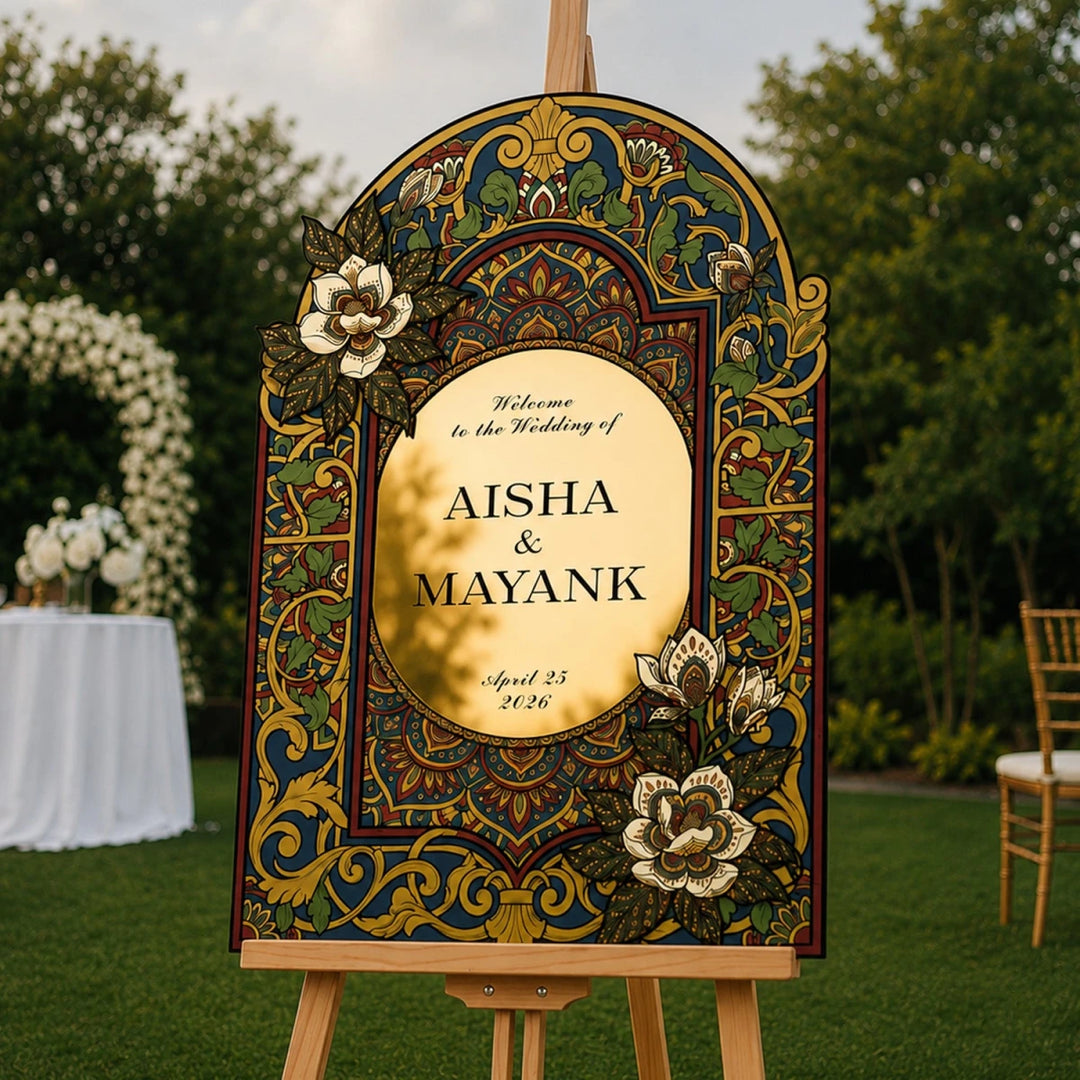Burgundy Indian Wedding Welcome Sign - SpeedyOrders