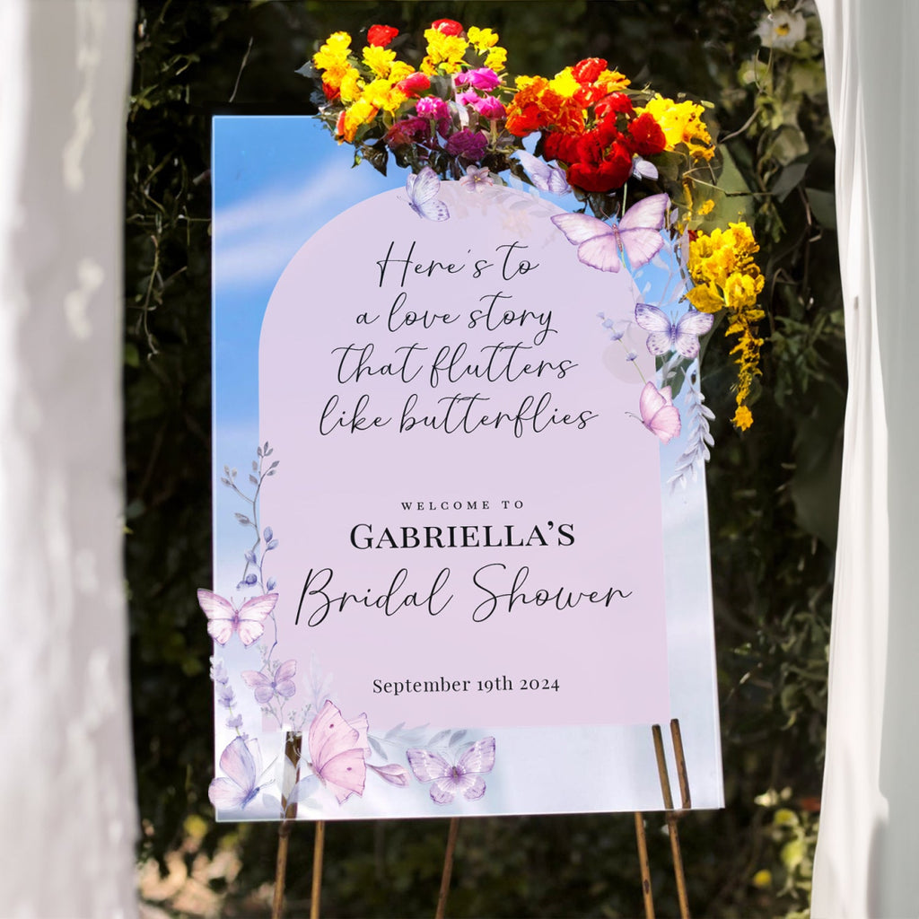 Butterflies Bridal Shower Sign, Butterfly Bridal Shower Welcome Sign - SpeedyOrders