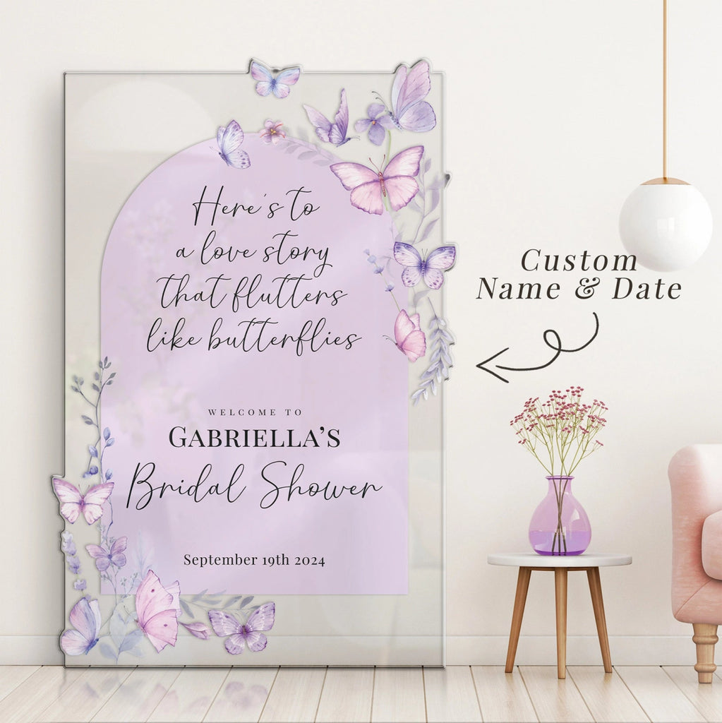Butterflies Bridal Shower Sign, Butterfly Bridal Shower Welcome Sign - SpeedyOrders