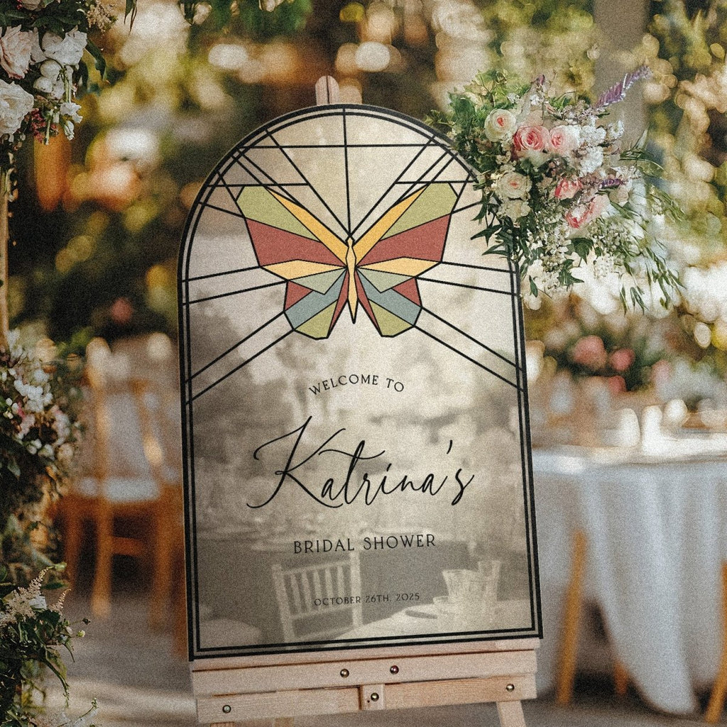 Butterflies Bridal Shower Sign, Frosted Acrylic Here’s To A Lifetime Of Butterflies Welcome Sign - SpeedyOrders