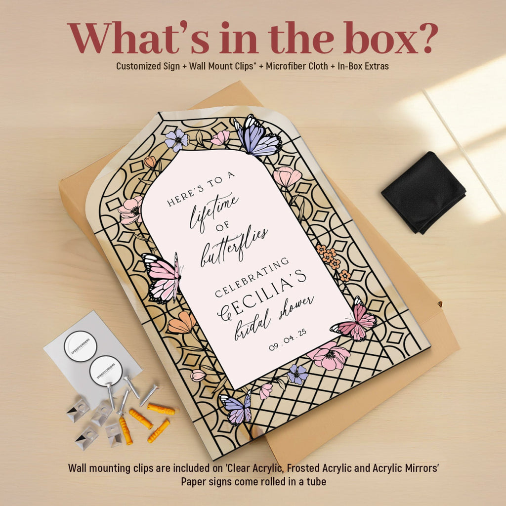 Butterfly Stained Glass Bridal Shower Sign - SpeedyOrders