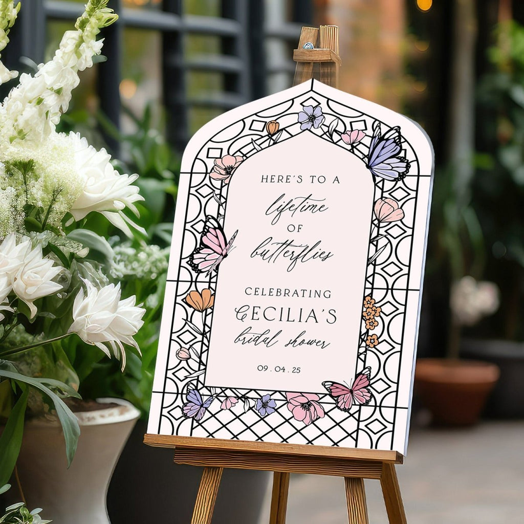 Butterfly Stained Glass Bridal Shower Sign - SpeedyOrders