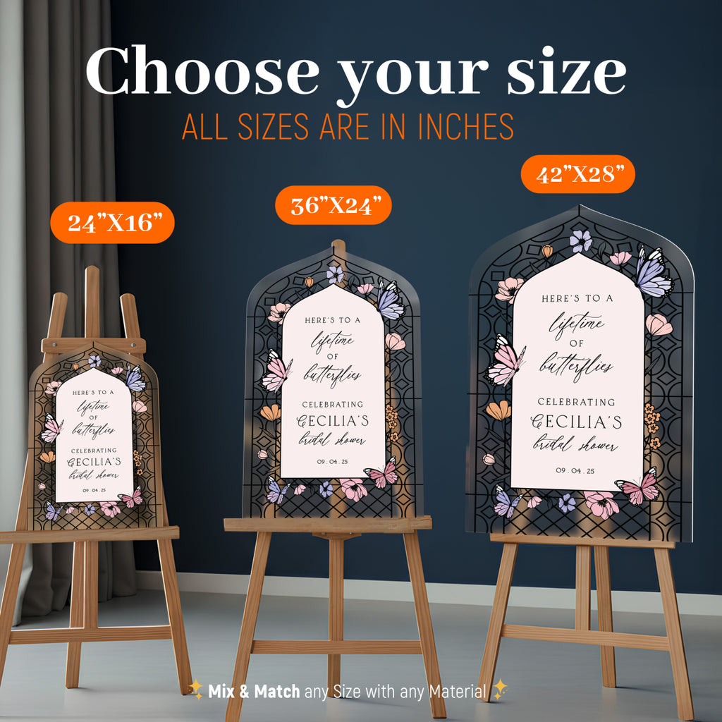 Butterfly Stained Glass Bridal Shower Sign - SpeedyOrders