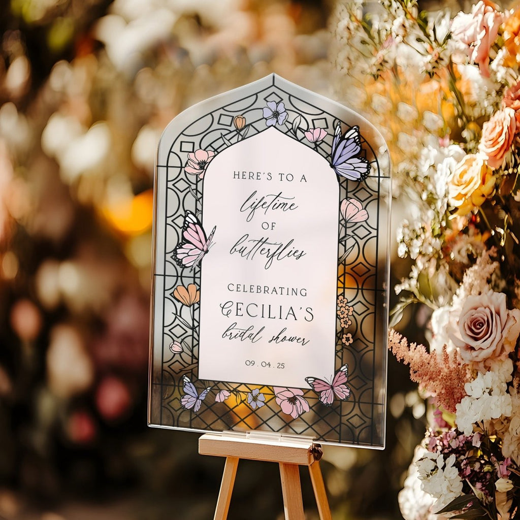 Butterfly Stained Glass Bridal Shower Sign - SpeedyOrders