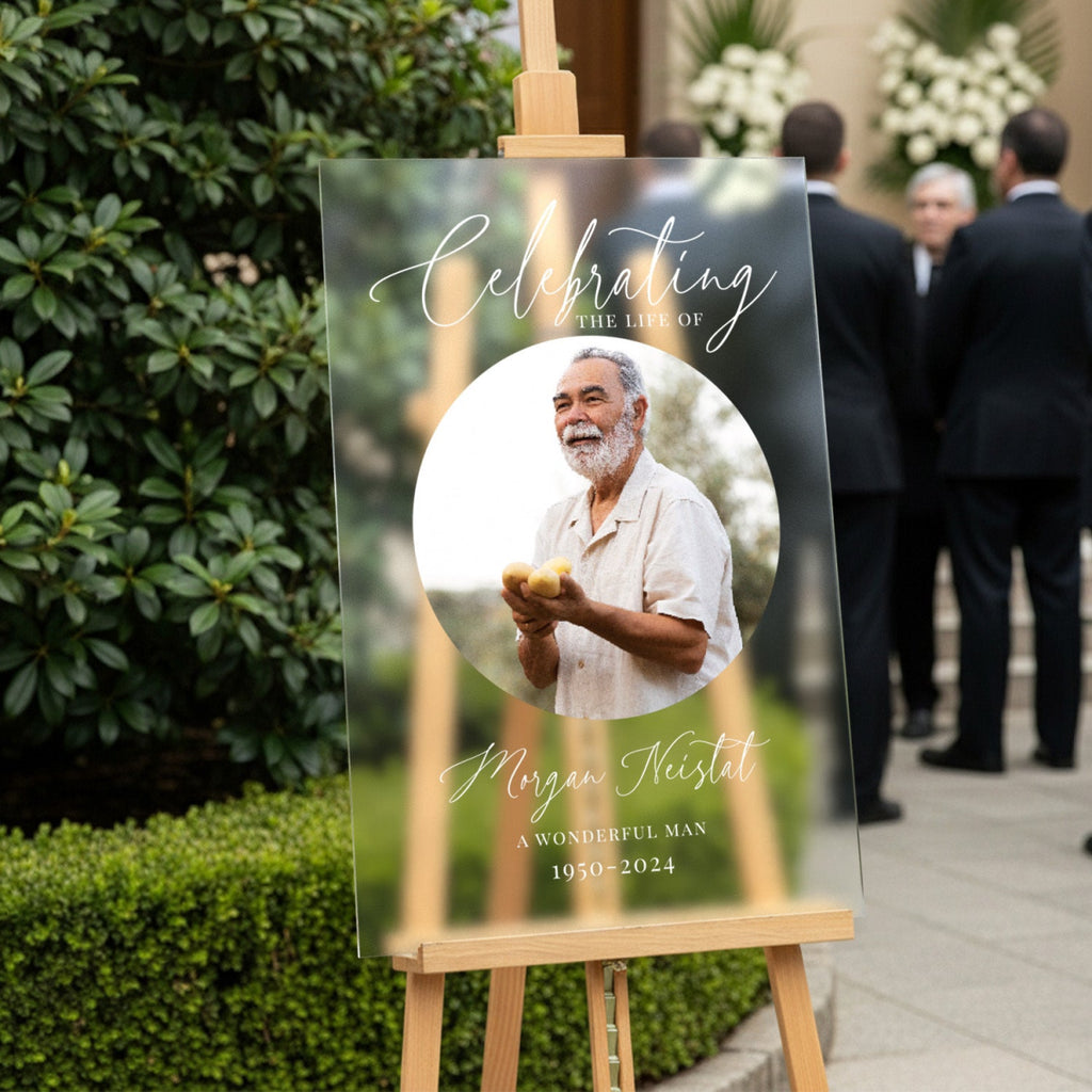 Celebration Of Life Sign, Custom Acrylic In Loving Memory Sign - SpeedyOrders