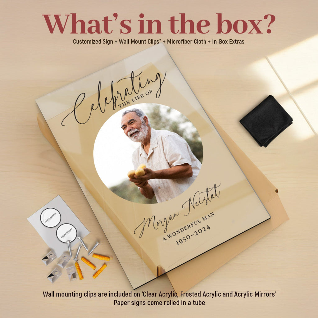 Celebration Of Life Sign, Custom Acrylic In Loving Memory Sign - SpeedyOrders