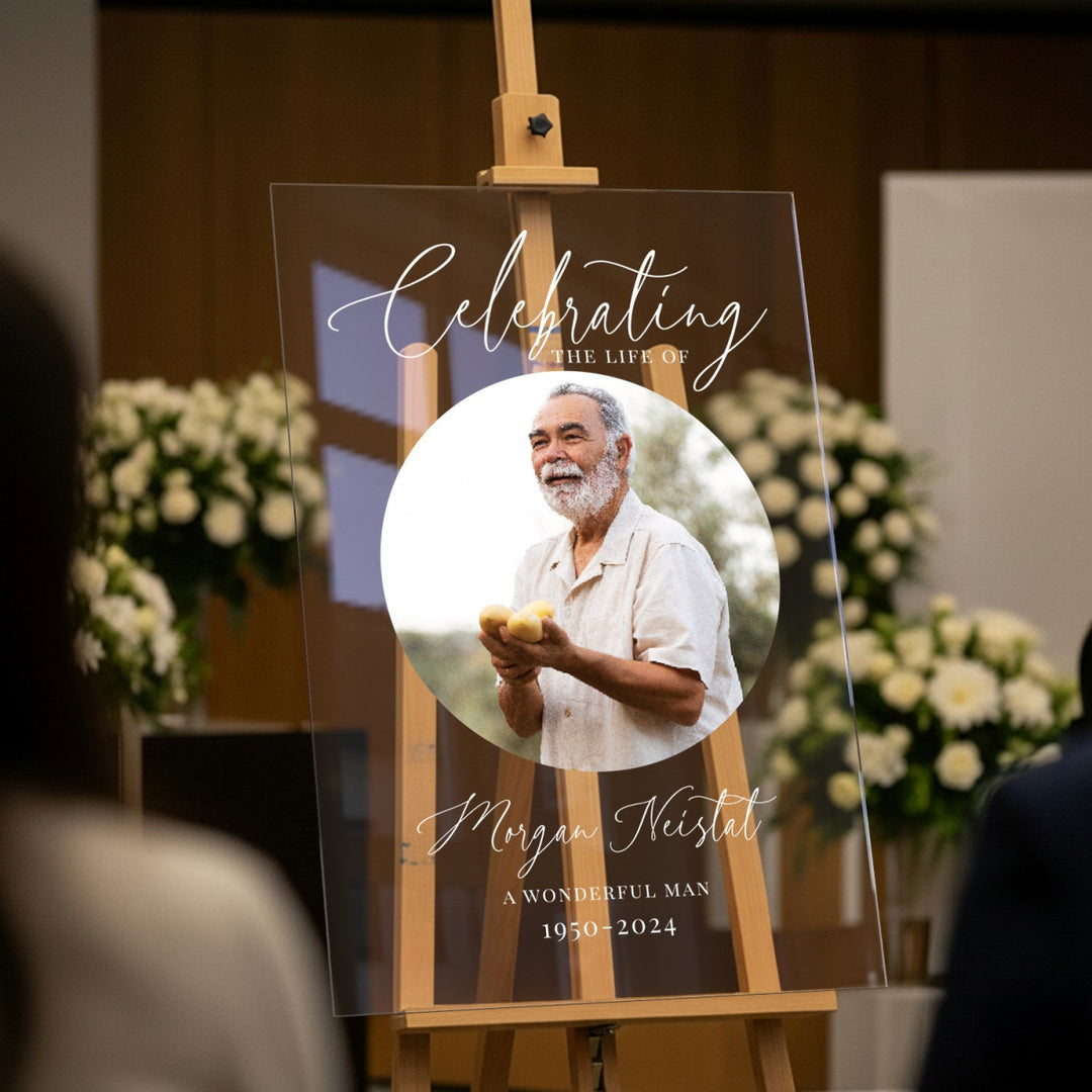 Celebration Of Life Sign, Custom Acrylic In Loving Memory Sign - SpeedyOrders