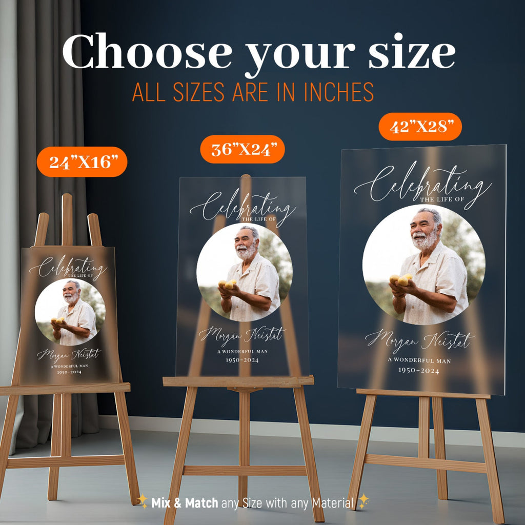 Celebration Of Life Sign, Custom Acrylic In Loving Memory Sign - SpeedyOrders