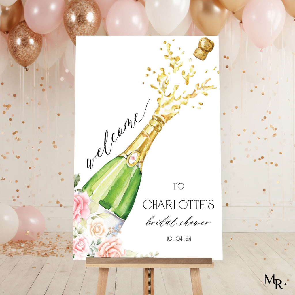 Champagne Bridal Shower Welcome Sign, Brunch and Bubbly Bridal Shower Sign - SpeedyOrders