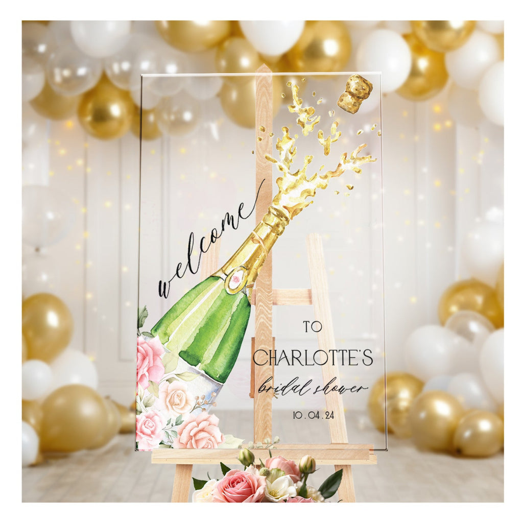 Champagne Bridal Shower Welcome Sign, Brunch and Bubbly Bridal Shower Sign - SpeedyOrders