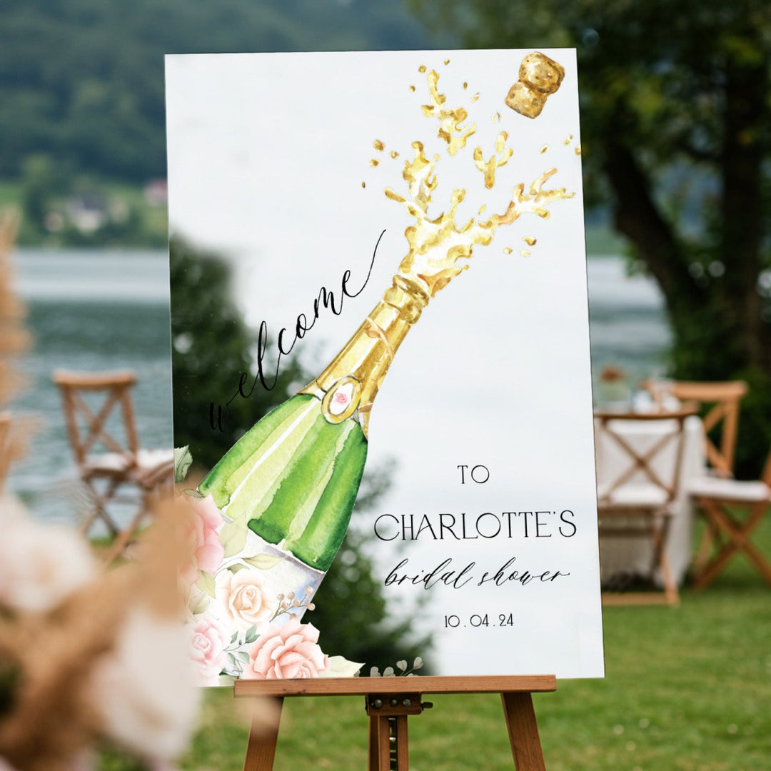 Champagne Bridal Shower Welcome Sign, Brunch and Bubbly Bridal Shower Sign - SpeedyOrders