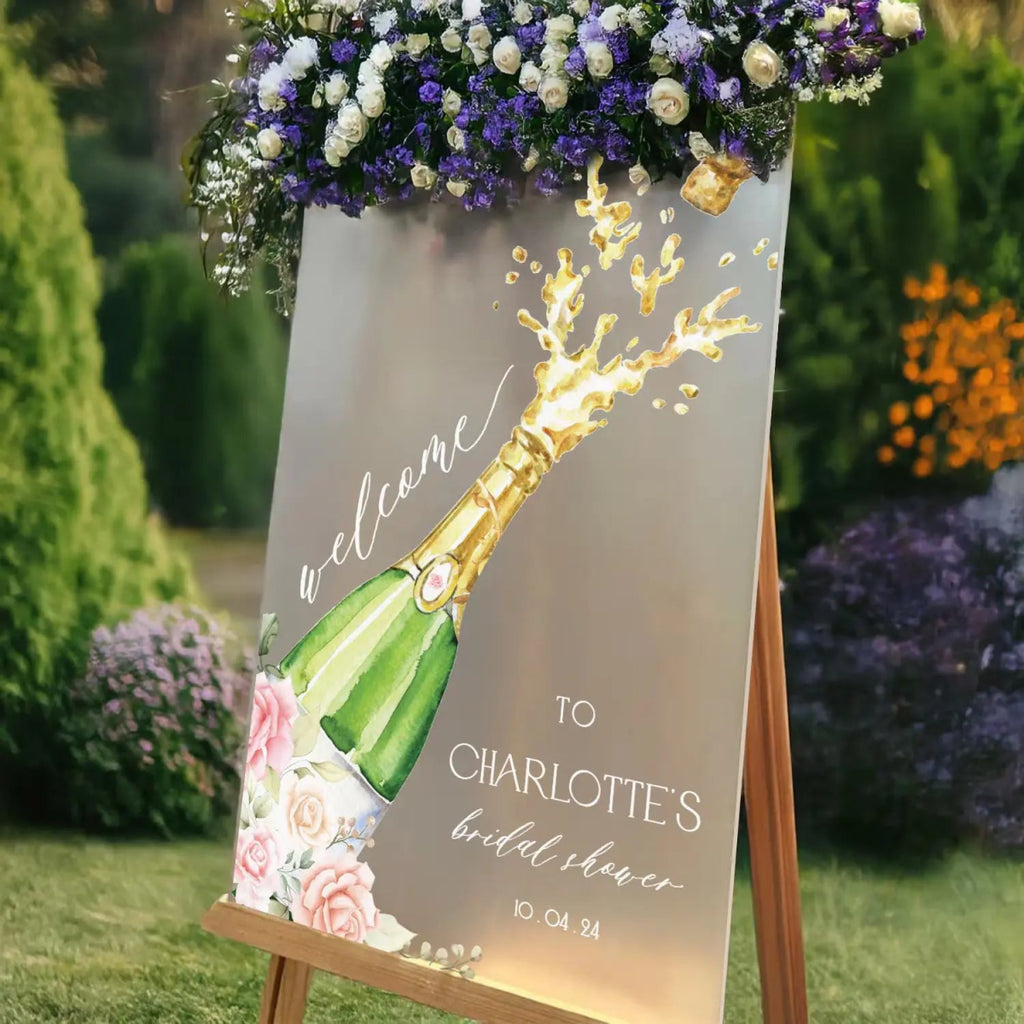 Champagne Bridal Shower Welcome Sign, Brunch and Bubbly Bridal Shower Sign - SpeedyOrders